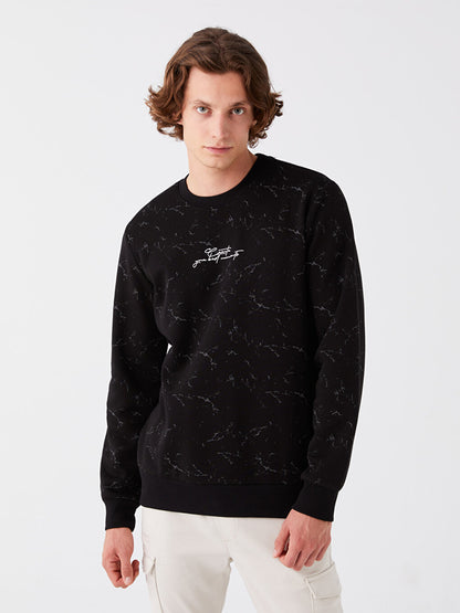 Crew Neck Long Sleeve Printed Men's Sweatshirt