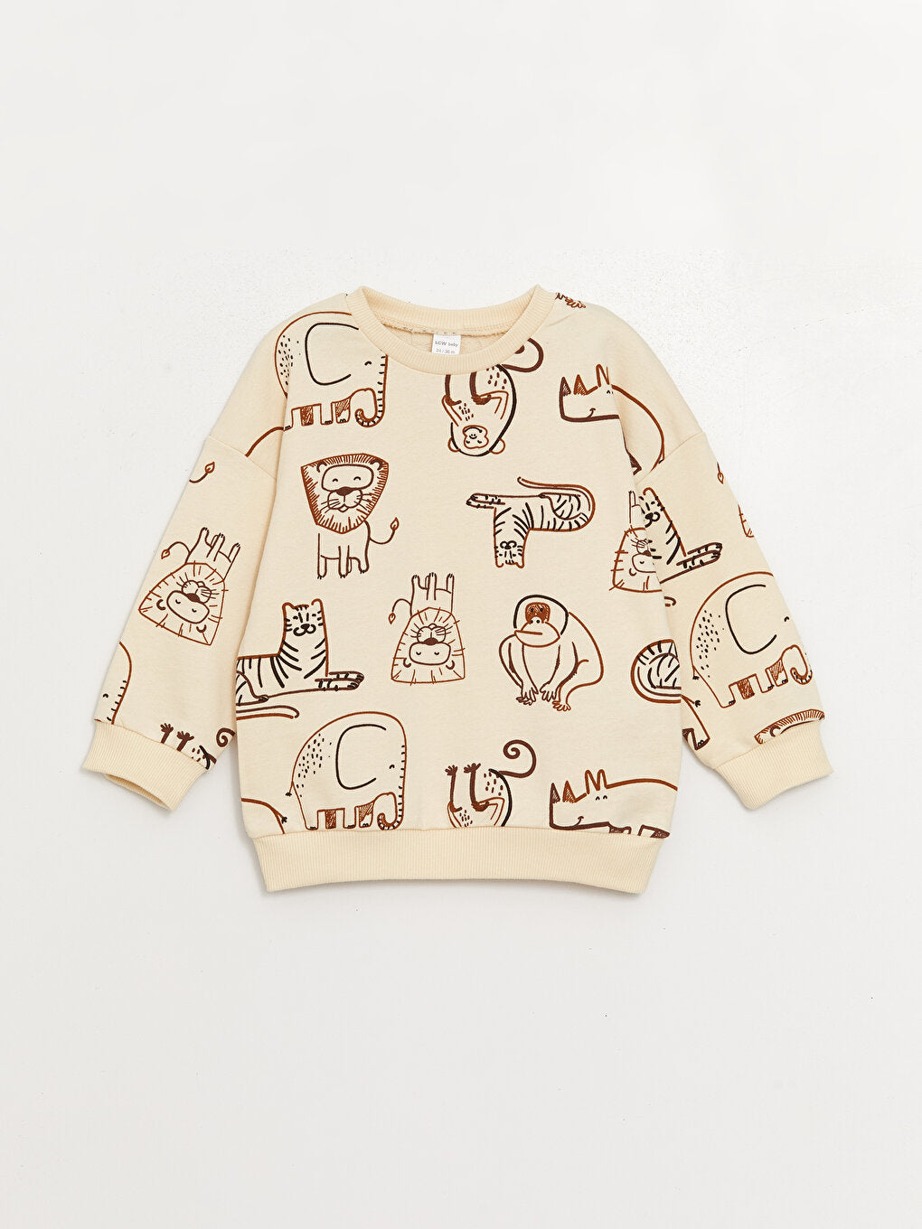 Crew Neck Printed Baby Boy Sweatshirt and Trousers 2-Piece Set