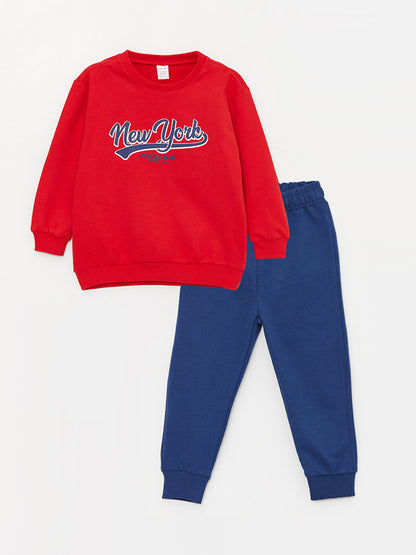 Crew Neck Long Sleeve Baby Boy Sweatshirt and Trousers 2-Piece Set