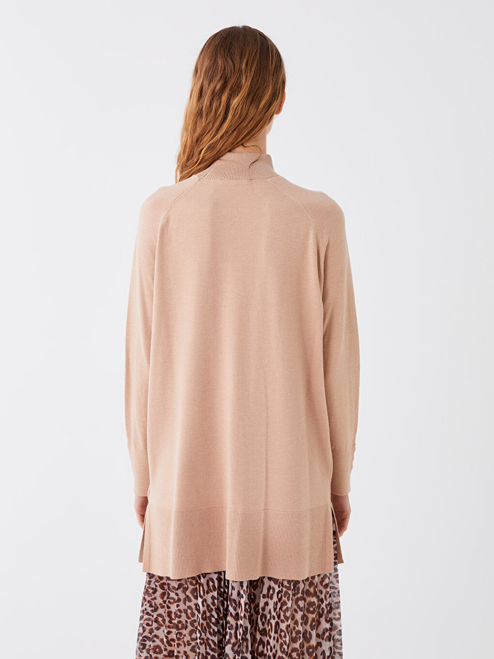 Half Turtleneck Plain Long Sleeve Women's Knitwear Tunic