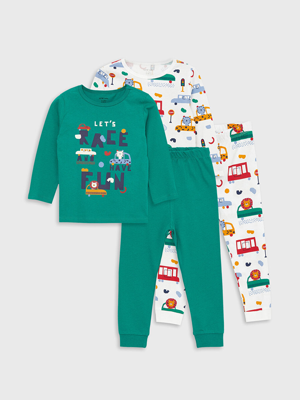 Crew Neck Long Sleeve Baby Boy Pajama Set 2-Piece