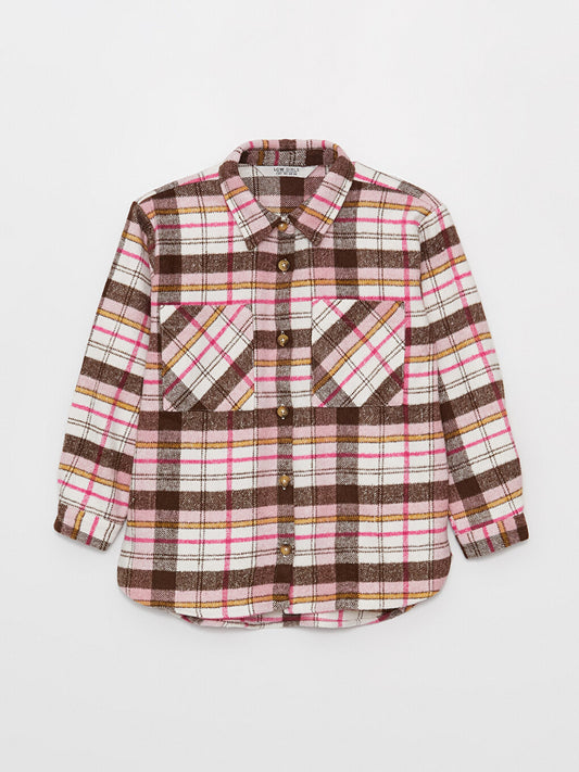 Plaid Long Sleeve Girls Shirt Jacket