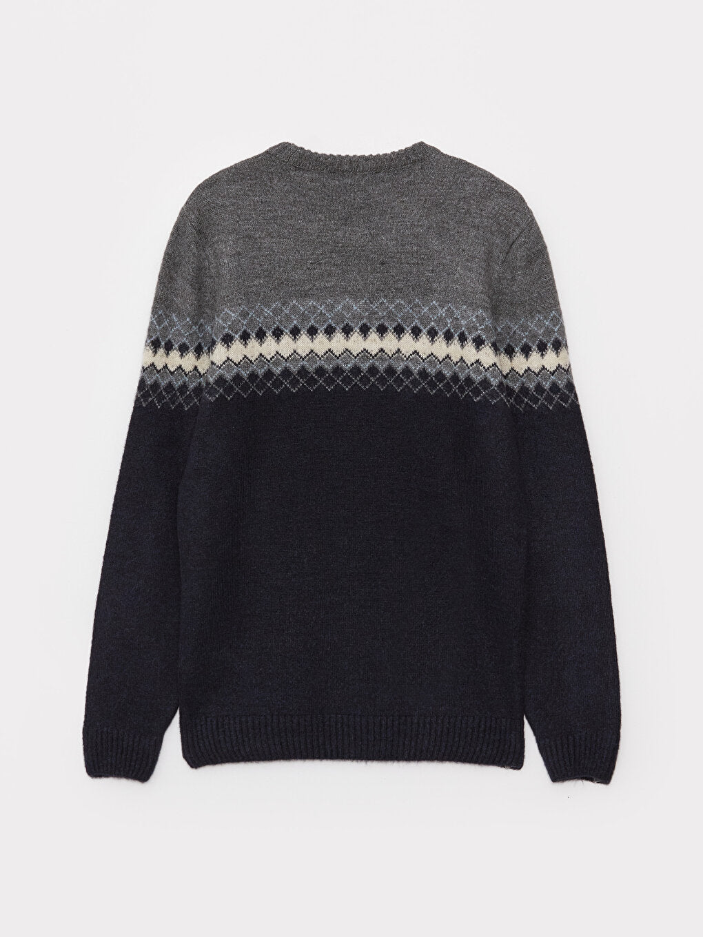 Crew Neck Long Sleeve Patterned Men's Knitwear Sweater