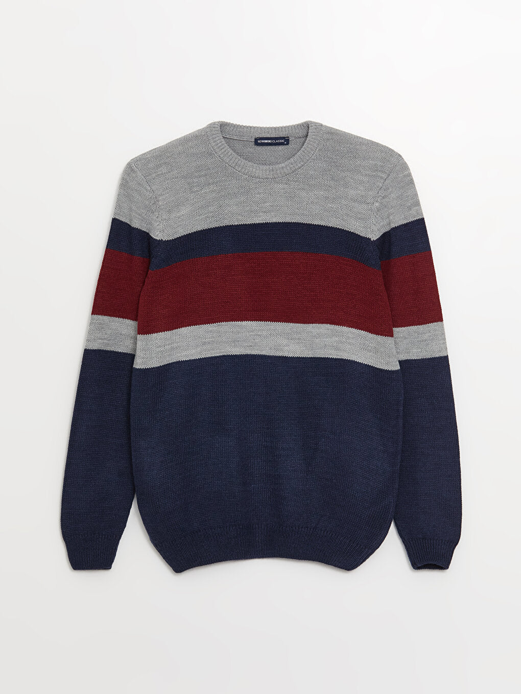 Crew Neck Long Sleeve Color Block Men's Knitwear Sweater