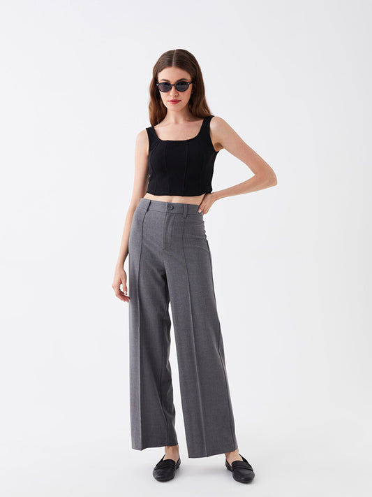 Slim Fit Straight Wide Leg Women's Trousers