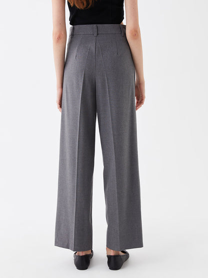 Slim Fit Straight Wide Leg Women's Trousers