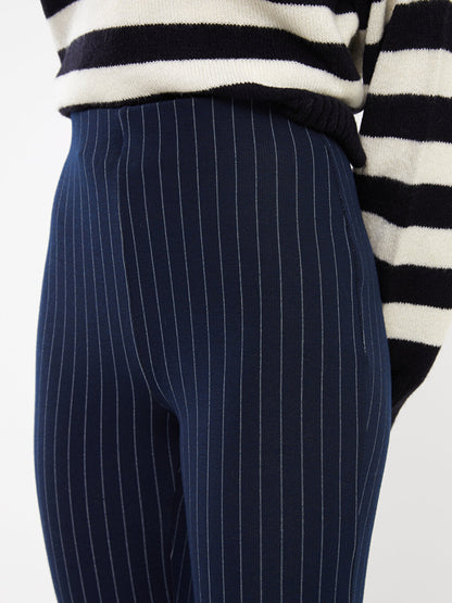 Elastic Waist Striped Flared Women's Leggings Trousers