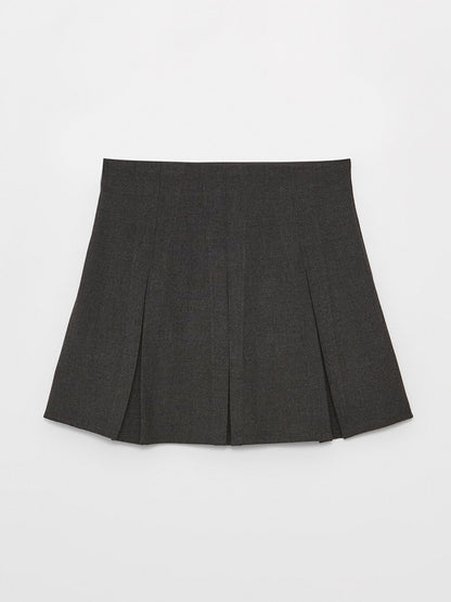 Plain Pleated Women's Skirt with Zipper Waist