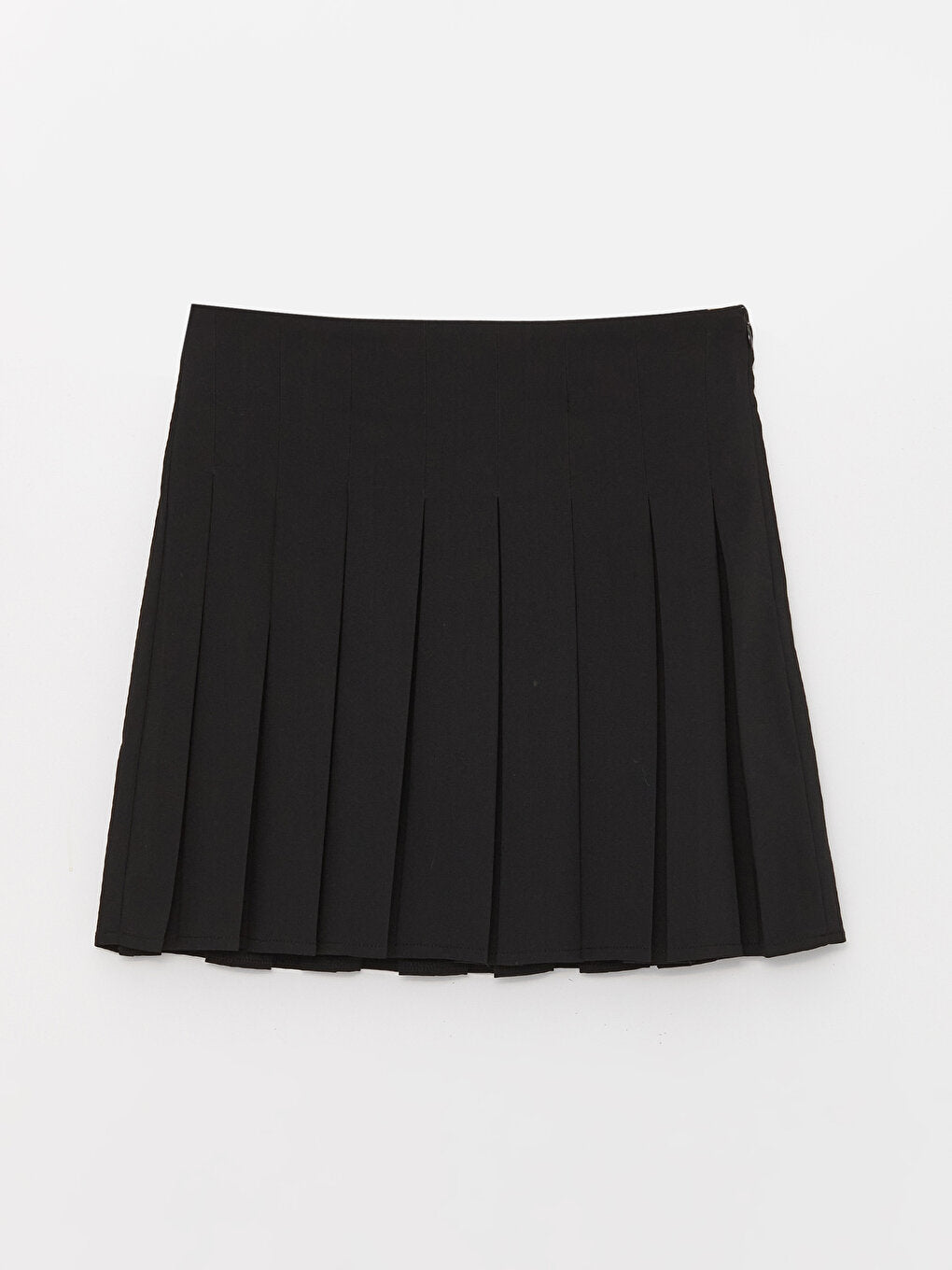 Plain Pleated Women's Skirt with Zipper Waist