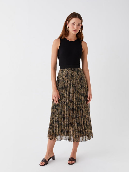 Patterned Women's Skirt with Elastic Waist