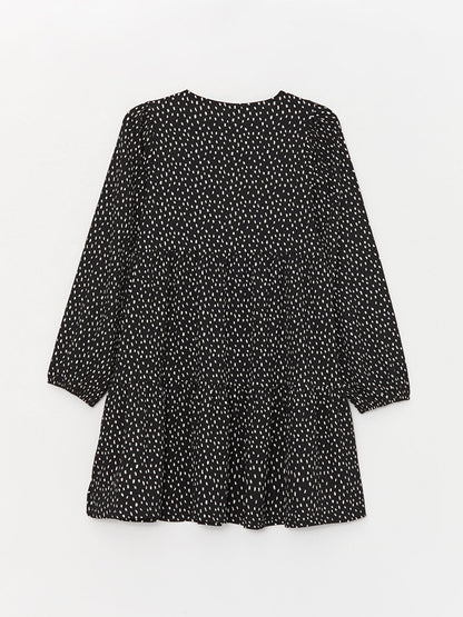 Crew Neck Polka Dot Long Sleeve Women's Dress