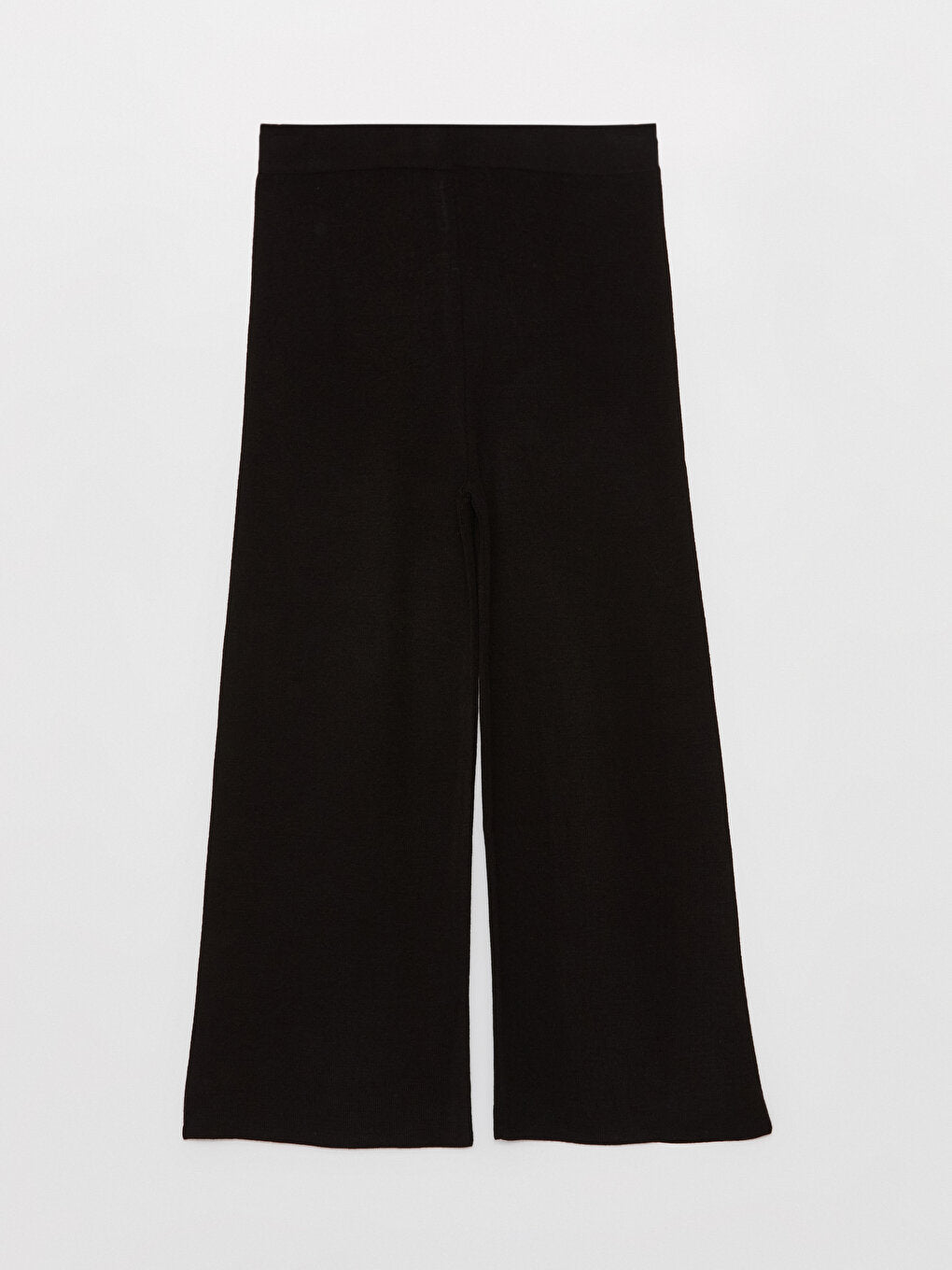 Straight Wide Leg Women's Knitwear Trousers with Elastic Waist