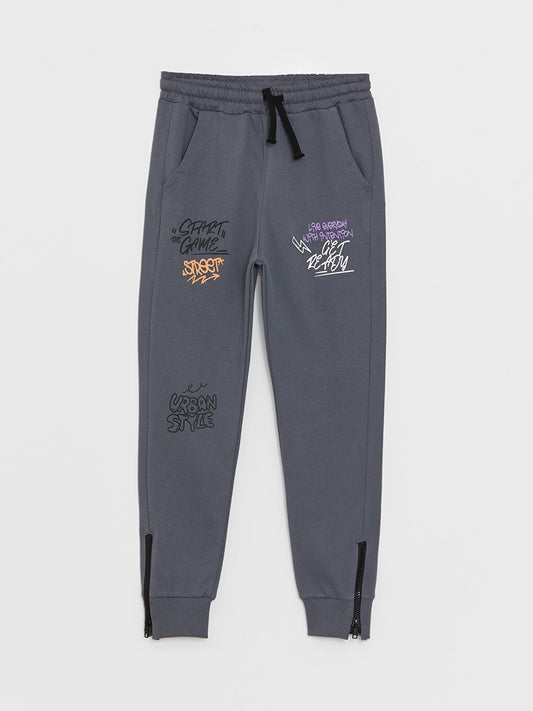 Printed Boys' Jogger Sweatpants with Elastic Waist