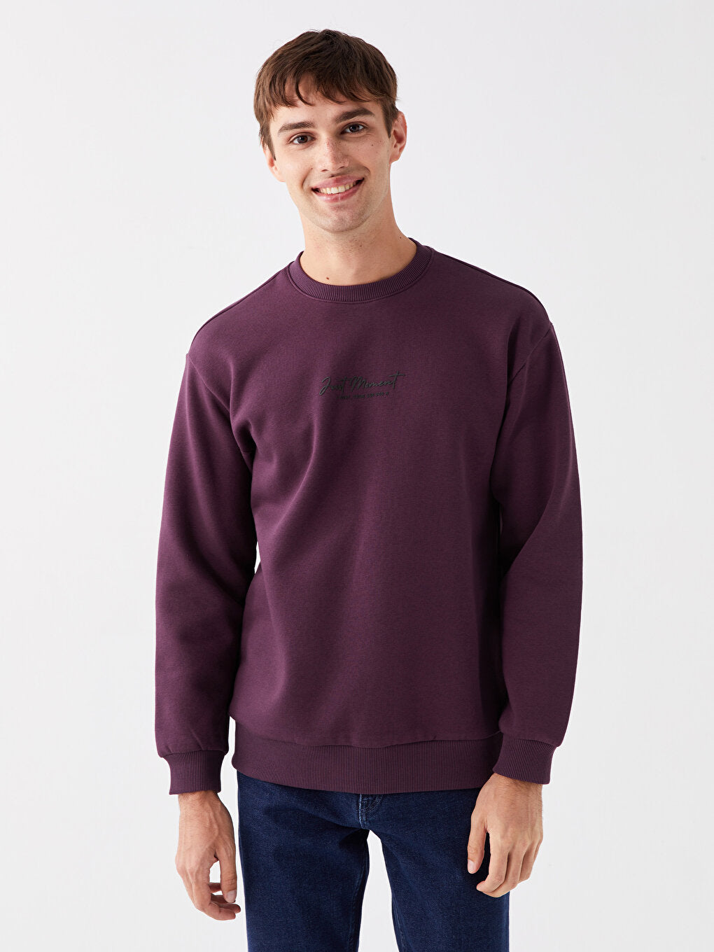 Crew Neck Long Sleeve Printed Men's Sweatshirt