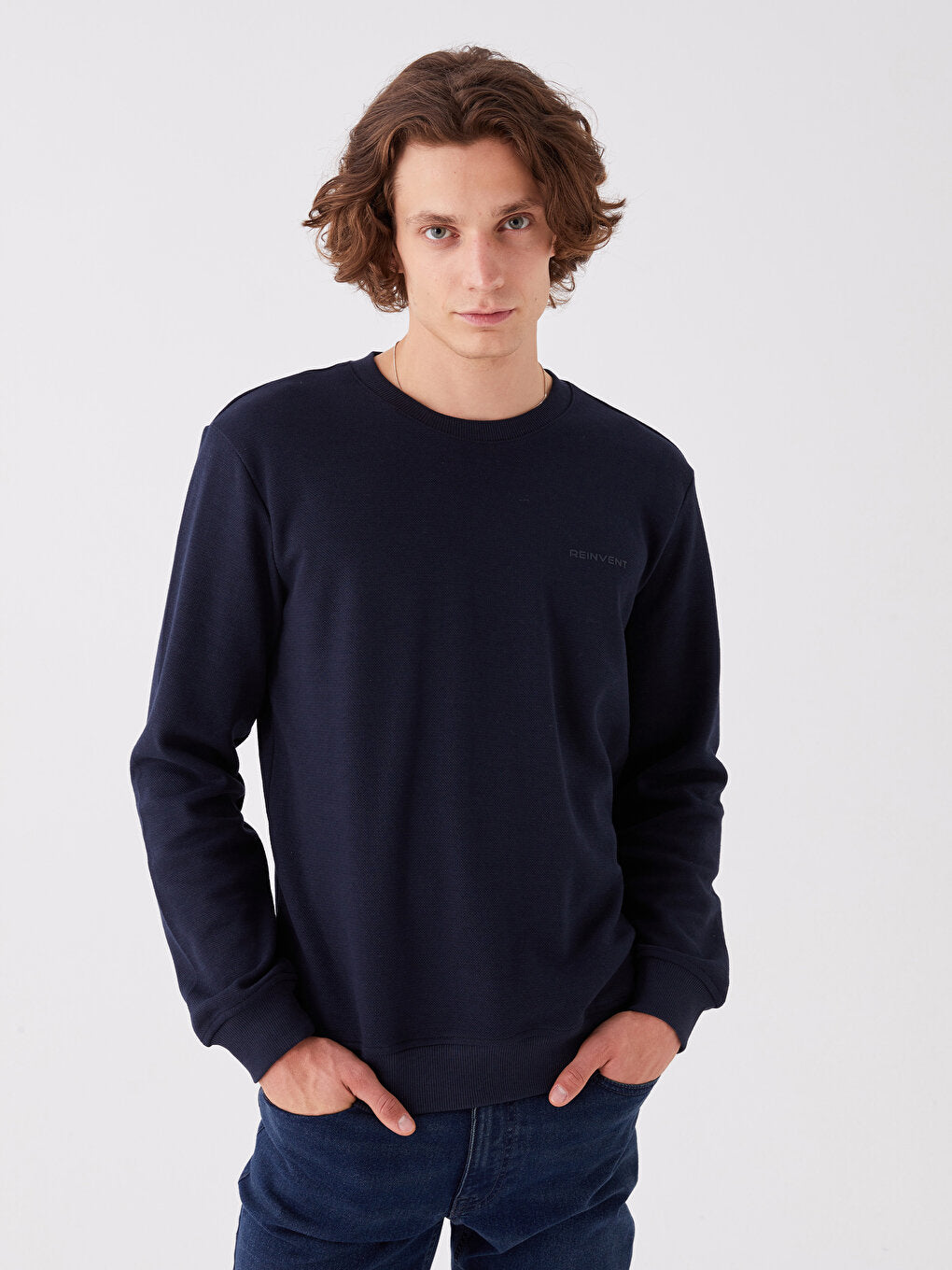 Crew Neck Long Sleeve Printed Men's Sweatshirt