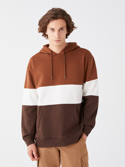 Long Sleeve Color Blocked Men's Hoodie