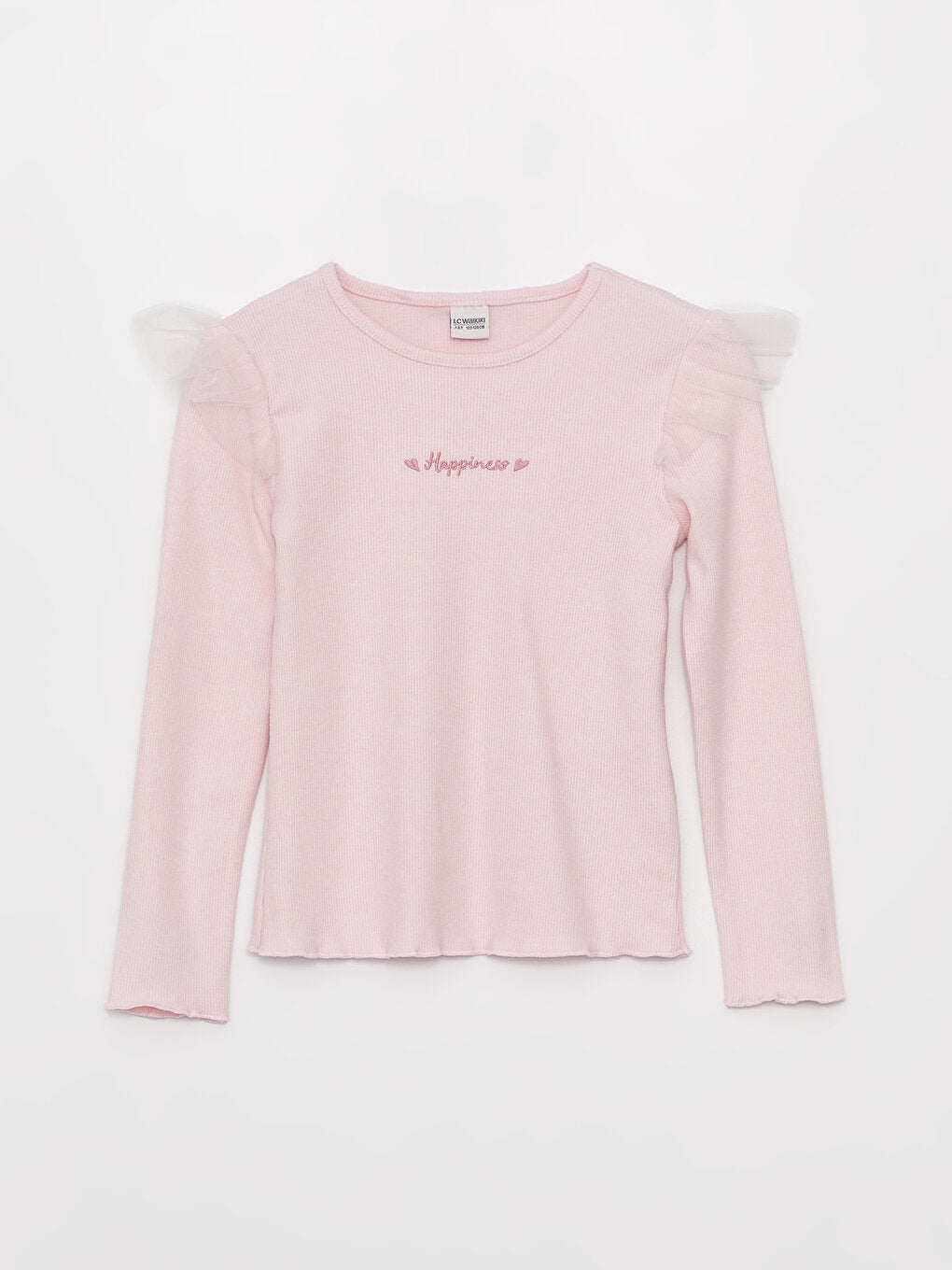 Crew Neck Embroidered Long Sleeve Girls' T-Shirt