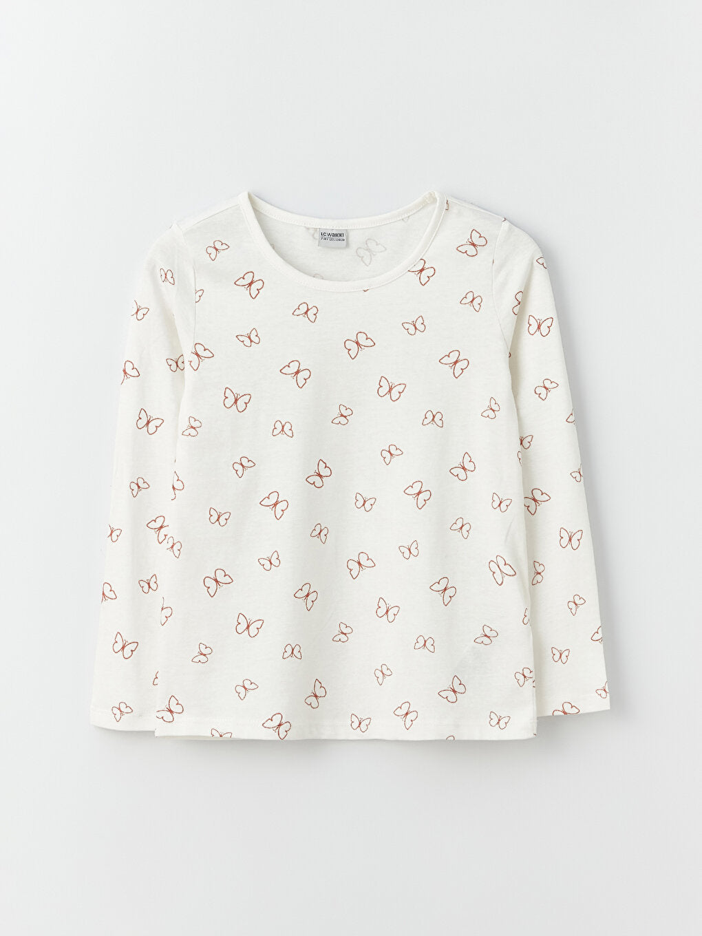 Crew Neck Printed Long Sleeve Girls' T-Shirt