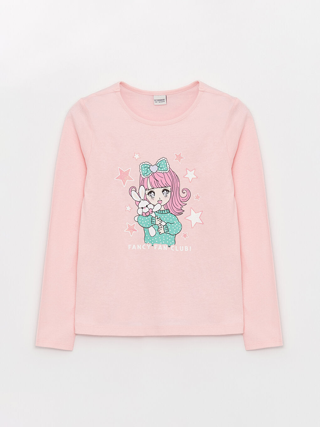 Crew Neck Printed Long Sleeve Girls' T-Shirt