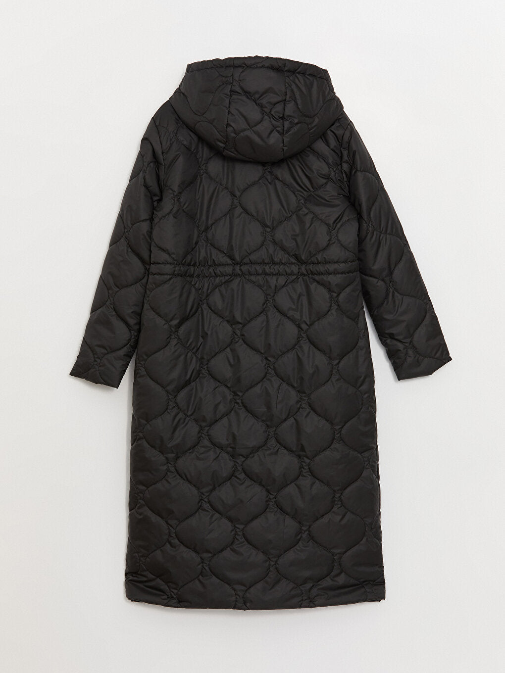 Hooded, Self-patterned Long Sleeve Women's Puffer Coat