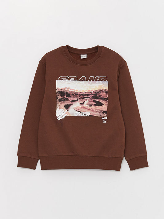 Crew Neck Printed Long Sleeve Boy's Sweatshirt