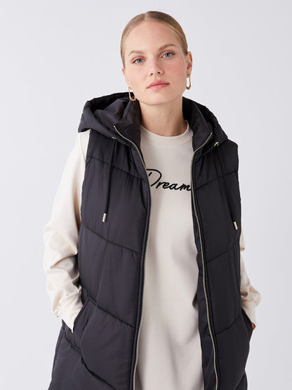 Women's Hooded Plain Puffer Vest