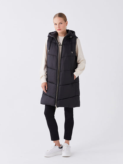 Women's Hooded Plain Puffer Vest