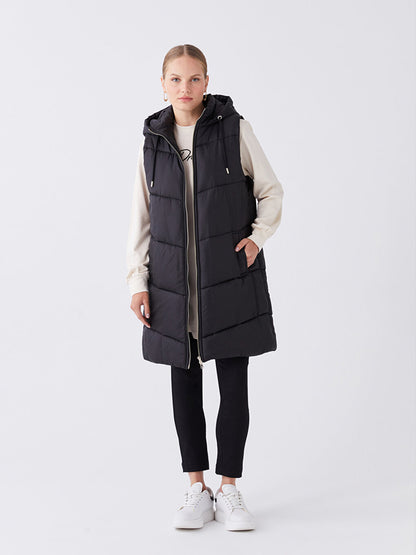 Women's Hooded Plain Puffer Vest