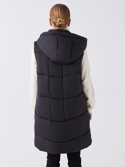 Women's Hooded Plain Puffer Vest