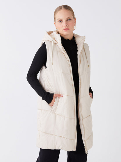 Women's Hooded Plain Puffer Vest