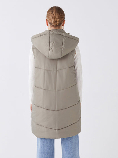 Women's Hooded Plain Puffer Vest