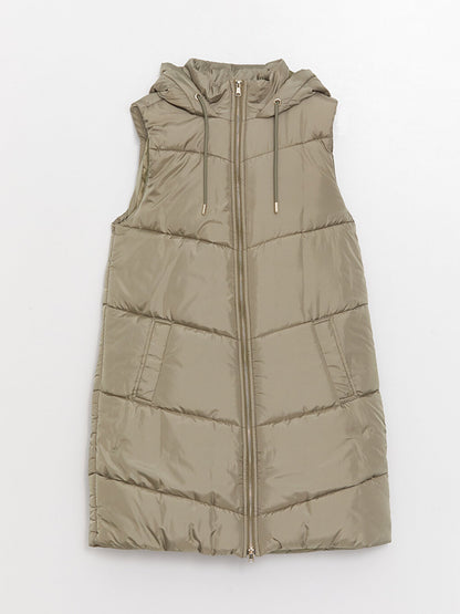 Women's Hooded Plain Puffer Vest