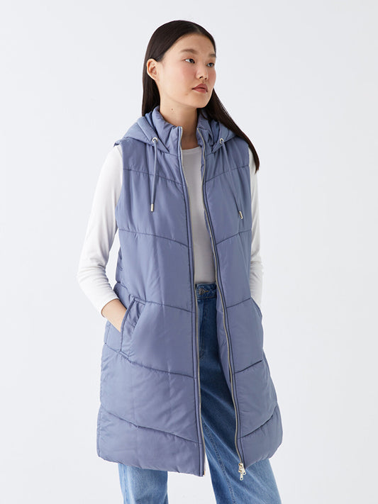 Women's Hooded Plain Puffer Vest