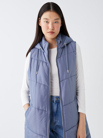 Women's Hooded Plain Puffer Vest