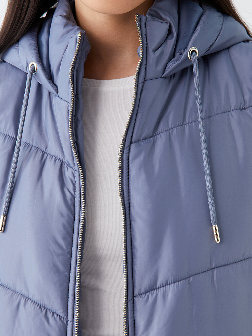 Women's Hooded Plain Puffer Vest