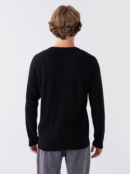 Crew Neck Long Sleeve Men's Knitwear Sweater