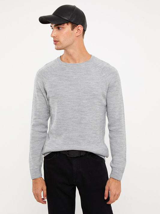 Crew Neck Long Sleeve Men's Knitwear Sweater