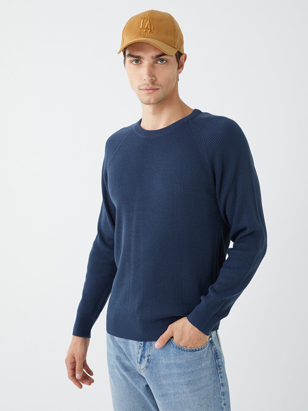 Crew Neck Long Sleeve Men's Knitwear Sweater