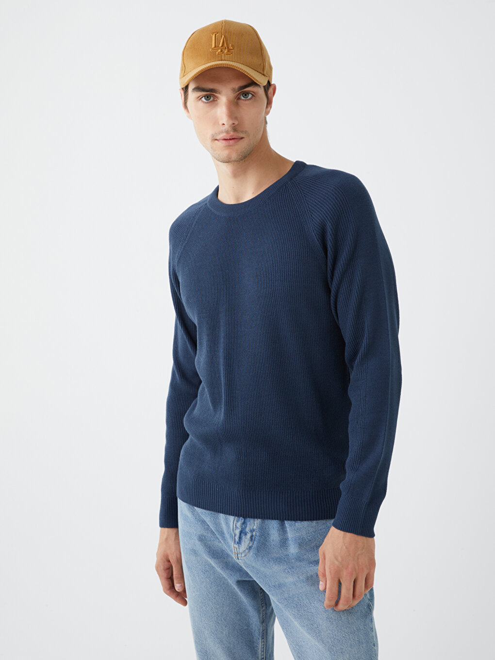 Crew Neck Long Sleeve Men's Knitwear Sweater