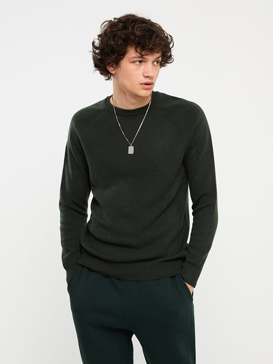 Crew Neck Long Sleeve Men's Knitwear Sweater