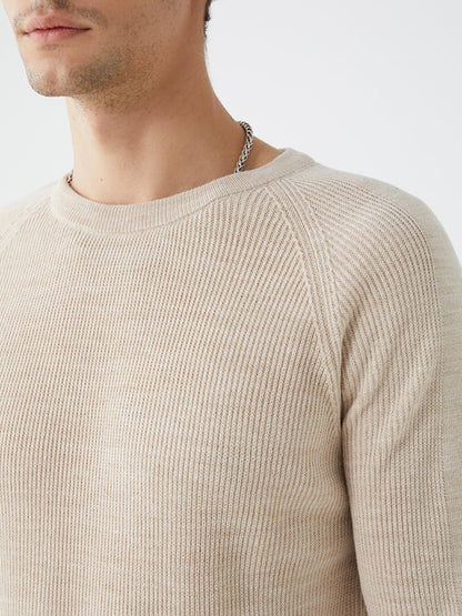 Crew Neck Long Sleeve Men's Knitwear Sweater