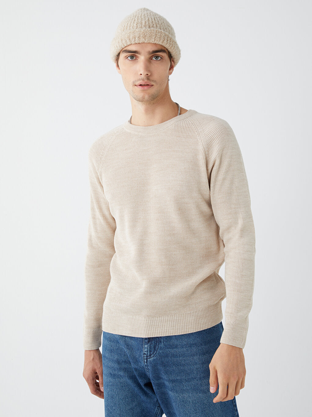 Crew Neck Long Sleeve Men's Knitwear Sweater