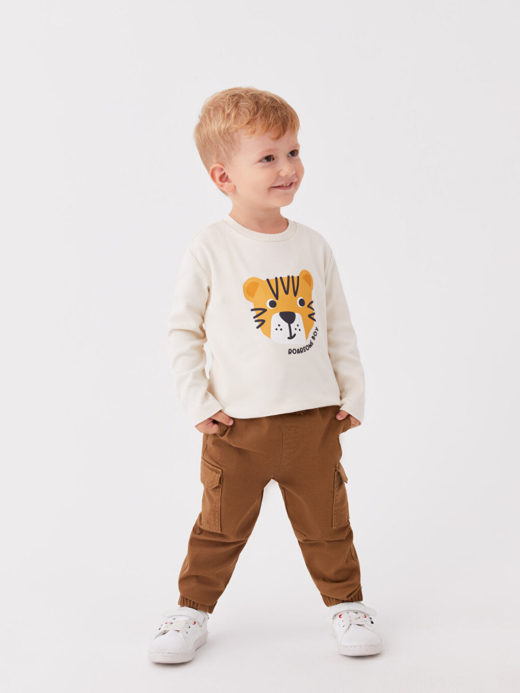 Basic Baby Boy Trousers with Elastic Waist