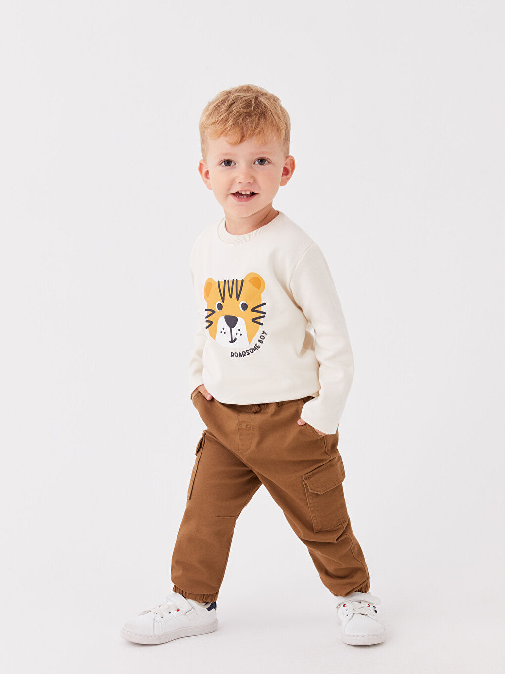 Basic Baby Boy Trousers with Elastic Waist