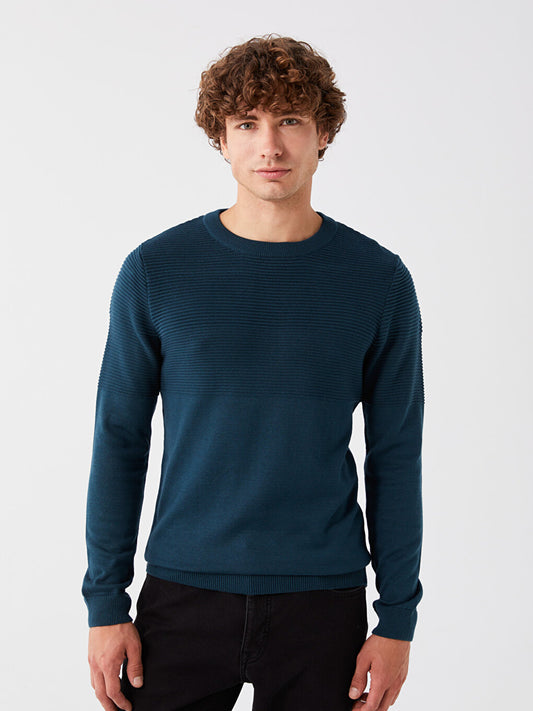 Crew Neck Long Sleeve Men's Knitwear Sweater