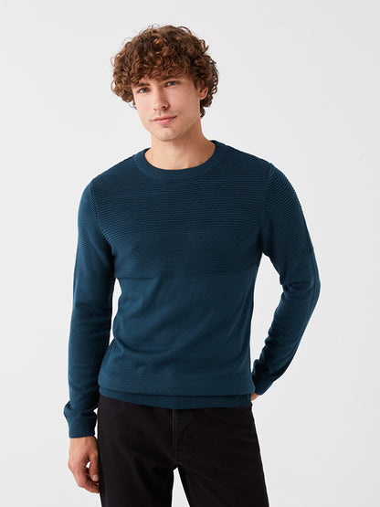 Crew Neck Long Sleeve Men's Knitwear Sweater