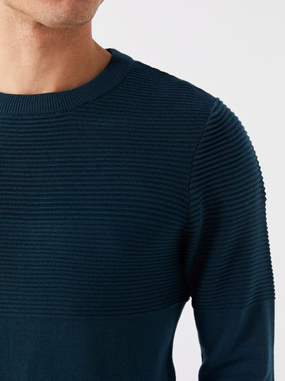 Crew Neck Long Sleeve Men's Knitwear Sweater