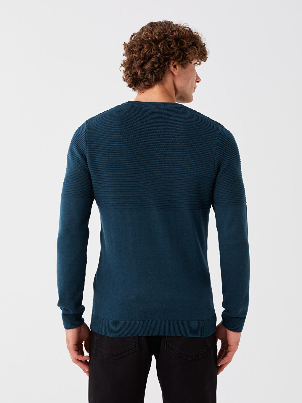 Crew Neck Long Sleeve Men's Knitwear Sweater