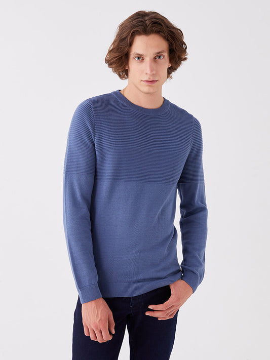 Crew Neck Long Sleeve Men's Knitwear Sweater