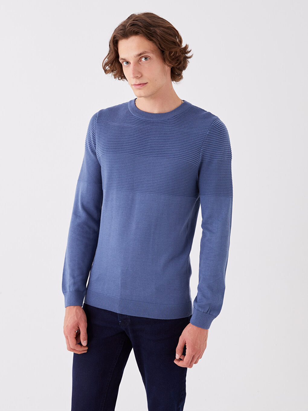 Crew Neck Long Sleeve Men's Knitwear Sweater